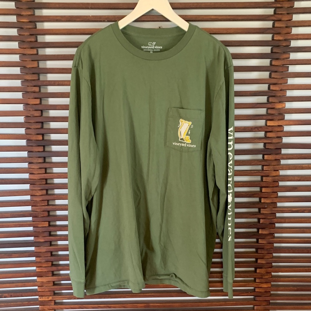 Vineyard Vines Olive Green Long Sleeve Pocket Tee